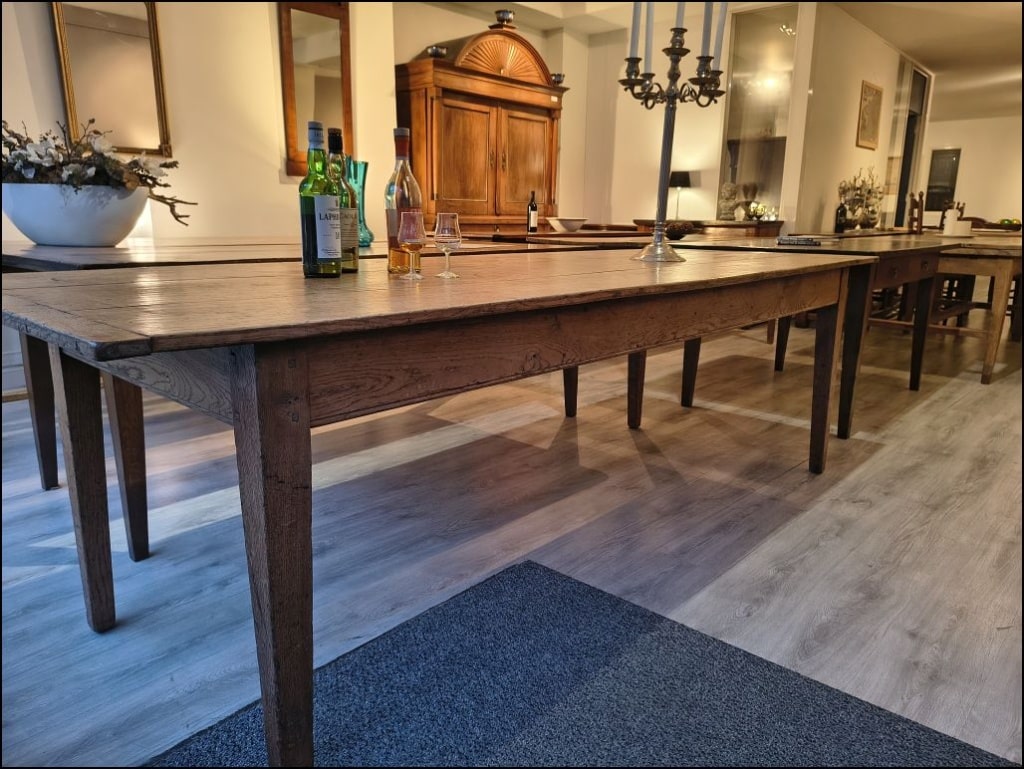 Antieke eiken eettafel 250x90cm